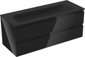 Mexen Orio dulap de baie 120 cm cu lavoar Vela, 2 sertare, negru lucios/negru mat - 91A10-12047-2-BFF70-W23M71