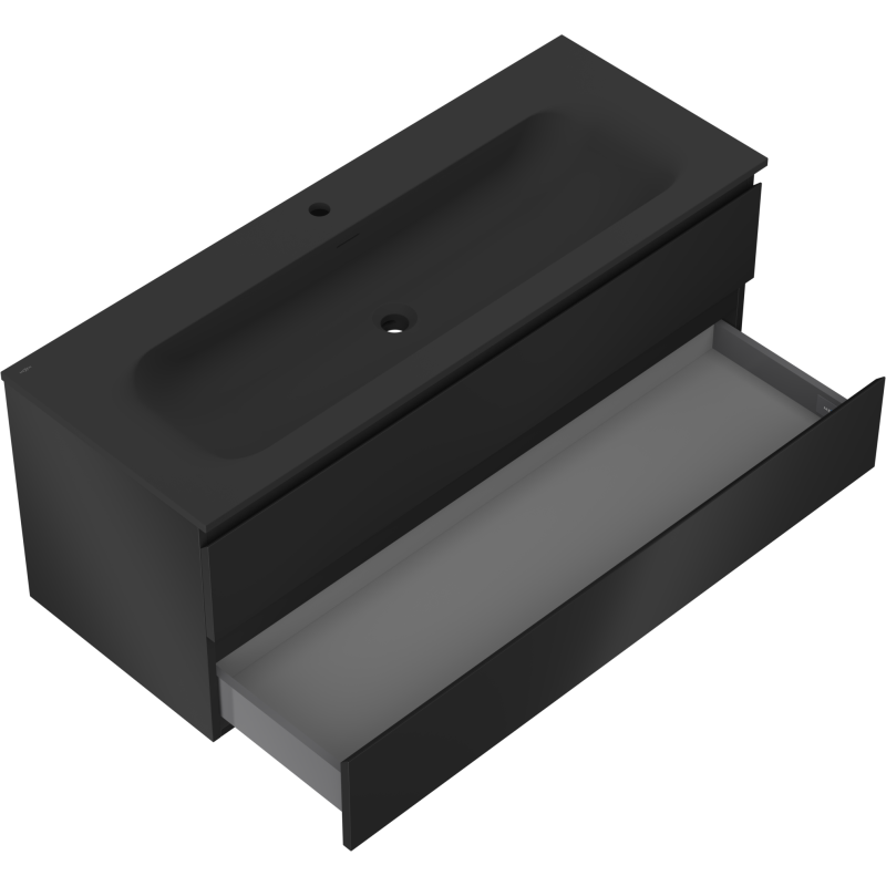 Mexen Orio dulap baie 120 cm cu chiuvetă Vela, 2 sertare, negru mat - 91A10-12047-2-BFF71-W23M71