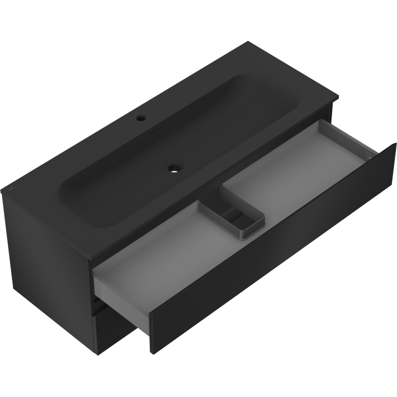 Mexen Orio dulap baie 120 cm cu chiuvetă Vela, 2 sertare, negru mat - 91A10-12047-2-BFF71-W23M71