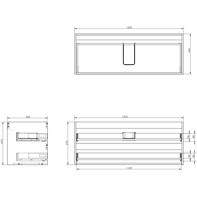 Mexen Orio dulap baie 120 cm cu chiuvetă Vela, 2 sertare, negru mat - 91A10-12047-2-BFF71-W23M71