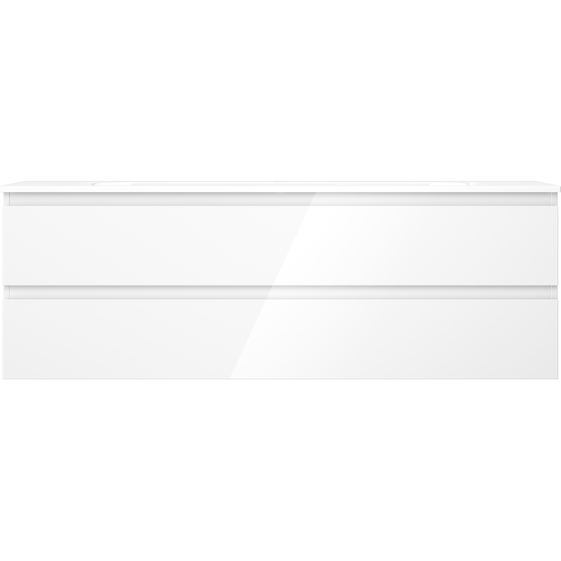 Mexen Orio fürdőszobai szekrény 140 cm mosdóval Vela, 2 fiók, fényes fehér - 91A10-14047-2-BFF00-W23M00