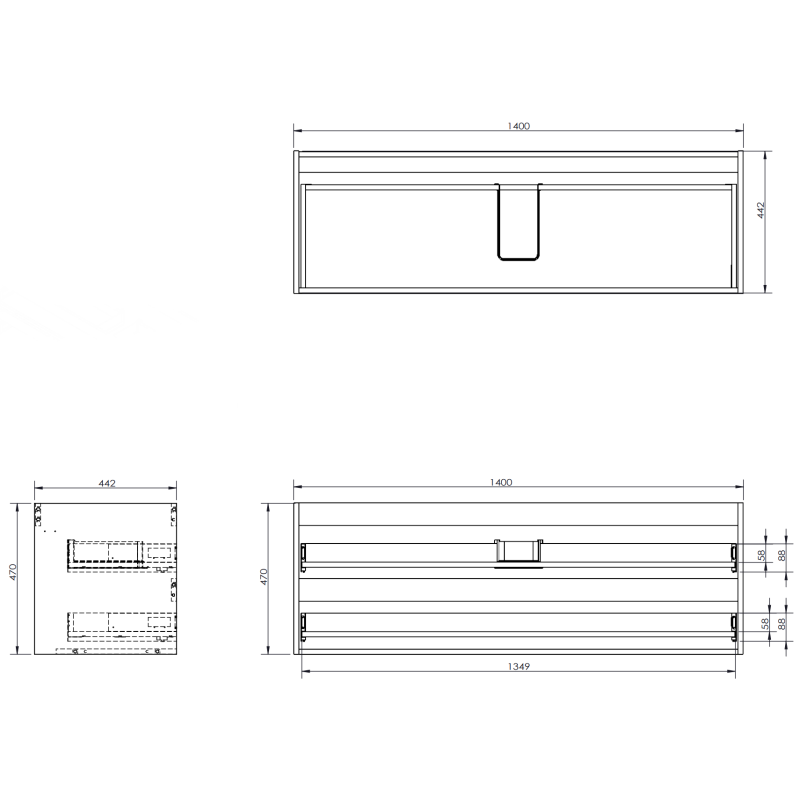 Mexen Orio dulap baie 140 cm cu lavoar Vela, 2 sertare, alb lucios - 91A10-14047-2-BFF00-W23M00