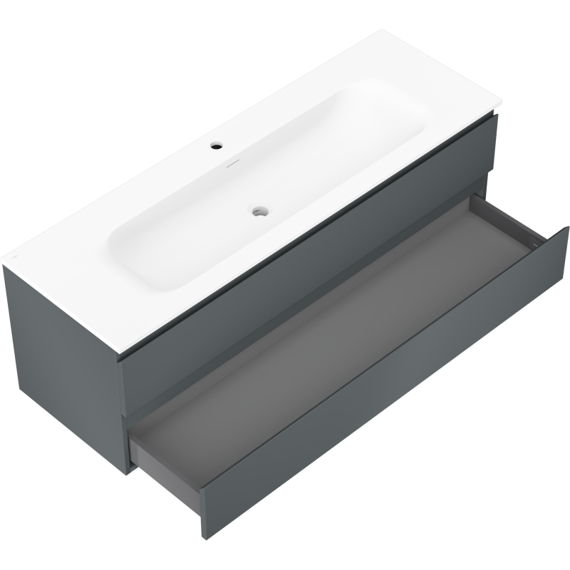 Mexen Orio 140 cm-es fürdőszobai szekrény Vela mosdóval, 2 fiók, grafit matt/fehér matt - 91A10-14047-2-BFF66-W23M01