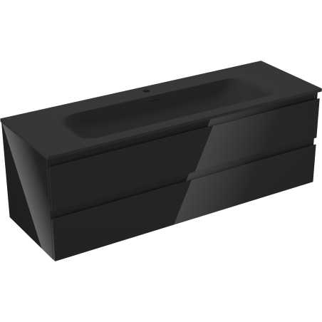 Mexen Orio dulap baie 140 cm cu lavoar Vela, 2 sertare, negru lucios/negru mat - 91A10-14047-2-BFF70-W23M71