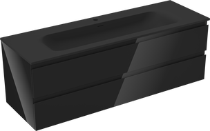 Mexen Orio dulap baie 140 cm cu lavoar Vela, 2 sertare, negru lucios/negru mat - 91A10-14047-2-BFF70-W23M71