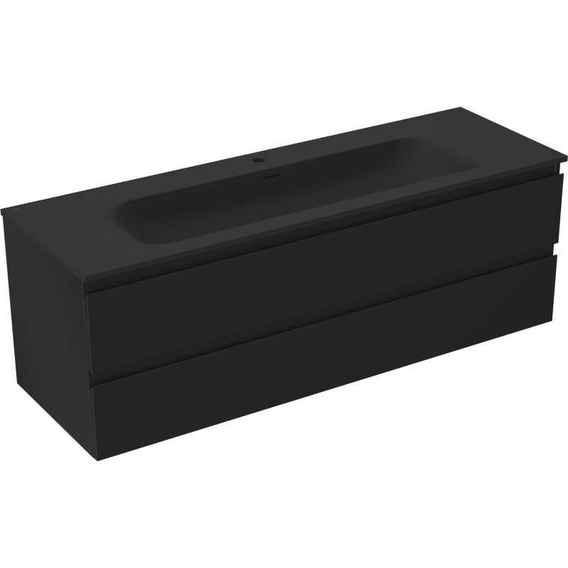 Mexen Orio fürdőszobai szekrény 140 cm mosdóval Vela, 2 fiók, fekete matt - 91A10-14047-2-BFF71-W23M71