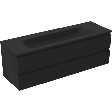 Mexen Orio dulap baie 140 cm cu lavoar Vela, 2 sertare, negru mat - 91A10-14047-2-BFF71-W23M71