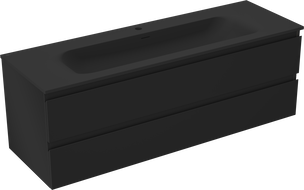 Mexen Orio fürdőszobai szekrény 140 cm mosdóval Vela, 2 fiók, fekete matt - 91A10-14047-2-BFF71-W23M71