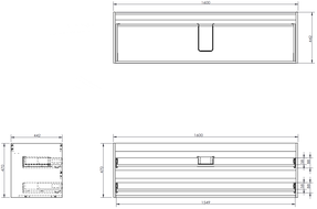 Mexen Orio dulap baie 160 cm cu lavoar Vela, 2 sertare, negru lucios/negru mat - 91A10-16047-2-BFF70-W23M71