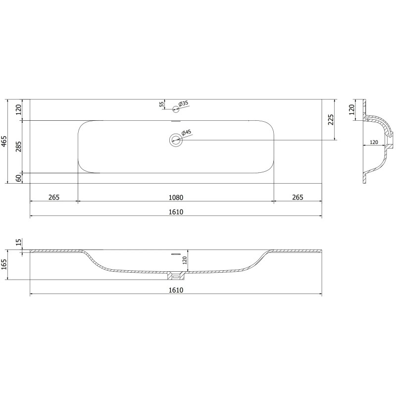 Mexen Orio dulap baie 160 cm cu chiuvetă Vela, 2 sertare, negru mat - 91A10-16047-2-BFF71-W23M71