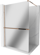 Mexen Kioto+ zuhanyfal polccal és korláttal 70 x 200 cm, Tükör 8 mm, Rózsaszín-arany - 800-070-121-60-50