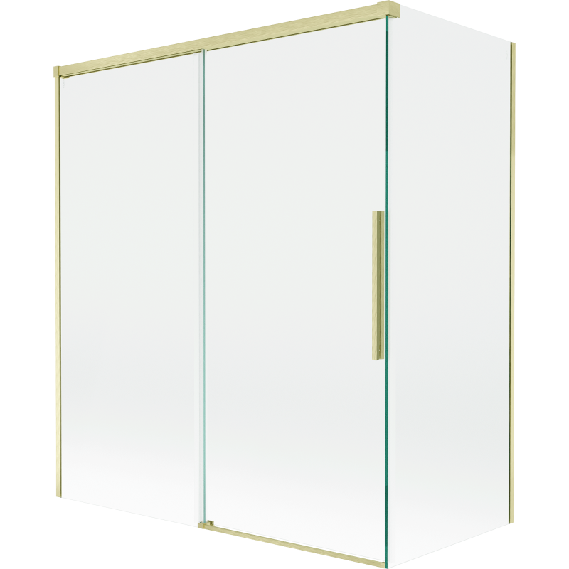 Mexen Rox 2-szárnyú, eltolható zuhanyparaván 140 + 70 x 150 cm, átlátszó, arany kefélt - 8C9-140-070-55-00