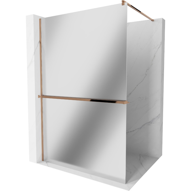 Mexen Kioto+ panou de duș cu raft Walk-in 80 x 200 cm, oglindă, auriu roz - 800-080-121-60-50