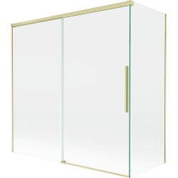 Mexen Rox kádparaván 2-szárnyas tolóajtós 160 + 70 x 150 cm, átlátszó, arany szálcsiszolt - 8C9-160-070-55-00