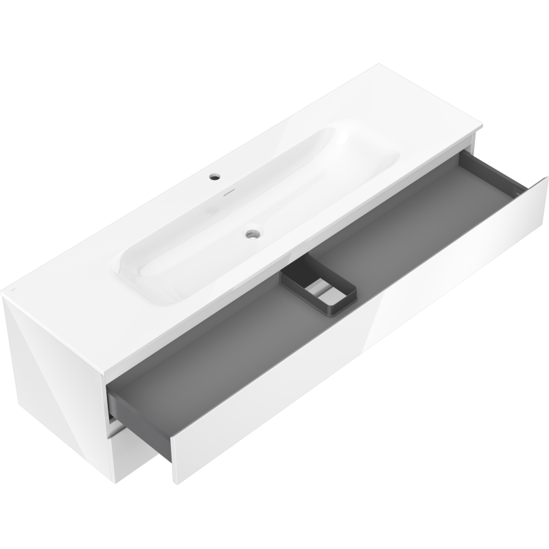 Mexen Orio dulap de baie 160 cm cu lavoar Vela, 2 sertare, alb lucios - 91A10-16047-2-BFF00-W23M00