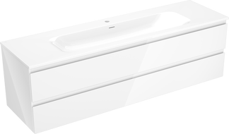 Mexen Orio fürdőszobaszekrény 160 cm mosdóval Vela, 2 fiókos, fényes fehér - 91A10-16047-2-BFF00-W23M00