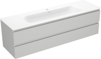 Dulap baie Mexen Orio 160 cm cu lavoar Vela, 2 sertare, gri mat/alb mat - 91A10-16047-2-BFF62-W23M01