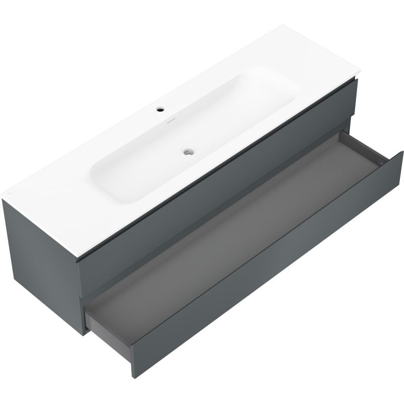 Mexen Orio dulap baie 160 cm cu chiuvetă Vela, 2 sertare, grafit mat/alb mat - 91A10-16047-2-BFF66-W23M01