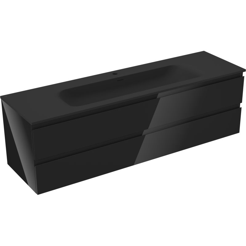 Mexen Orio dulap de baie 160 cm cu lavoar Vela, 2 sertare, negru strălucitor/negru mat - 91A10-16047-2-BFF70-W23M71