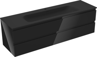 Mexen Orio dulap de baie 160 cm cu lavoar Vela, 2 sertare, negru strălucitor/negru mat - 91A10-16047-2-BFF70-W23M71