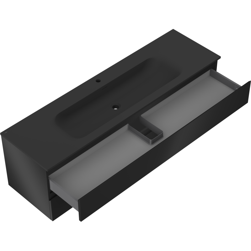 Mexen Orio dulap baie 160 cm cu chiuvetă Vela, 2 sertare, negru mat - 91A10-16047-2-BFF71-W23M71