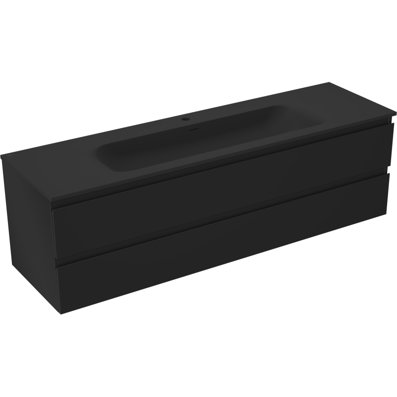Mexen Orio dulap baie 160 cm cu lavoar Vela, 2 sertare, negru mat - 91A10-16047-2-BFF71-W23M71