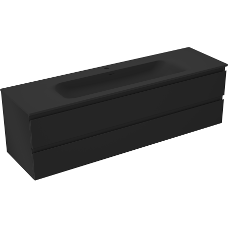 Mexen Orio dulap baie 160 cm cu lavoar Vela, 2 sertare, negru mat - 91A10-16047-2-BFF71-W23M71