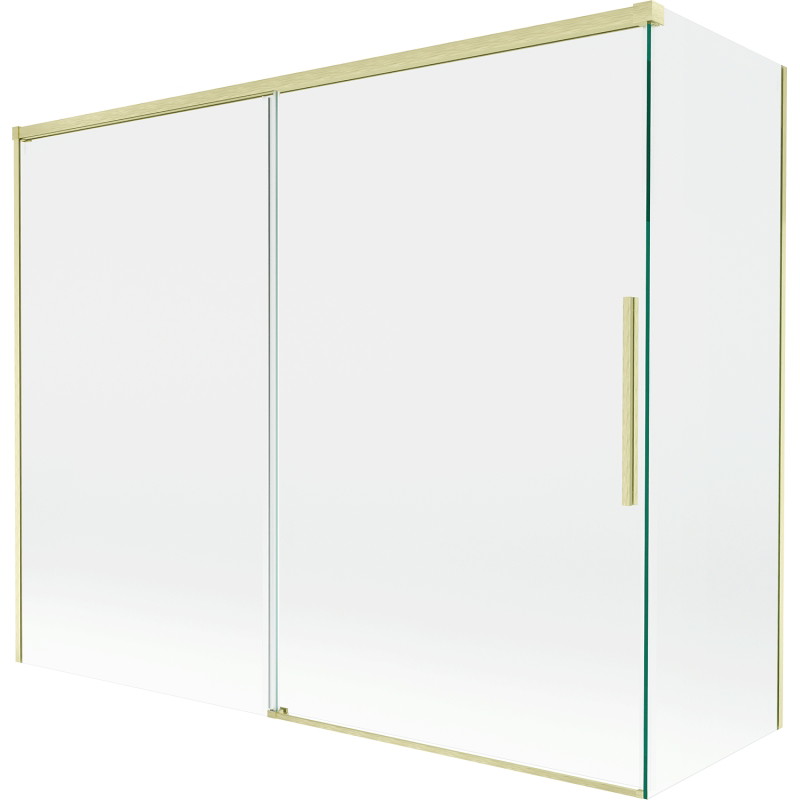 Mexen Rox ecran de cadă cu 2 aripi glisante 190 + 80 x 150 cm, transparent, auriu periat - 8C9-190-080-55-00