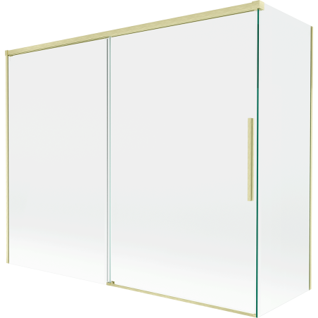 Mexen Rox ecran de cadă cu 2 aripi glisante 190 + 80 x 150 cm, transparent, auriu periat - 8C9-190-080-55-00