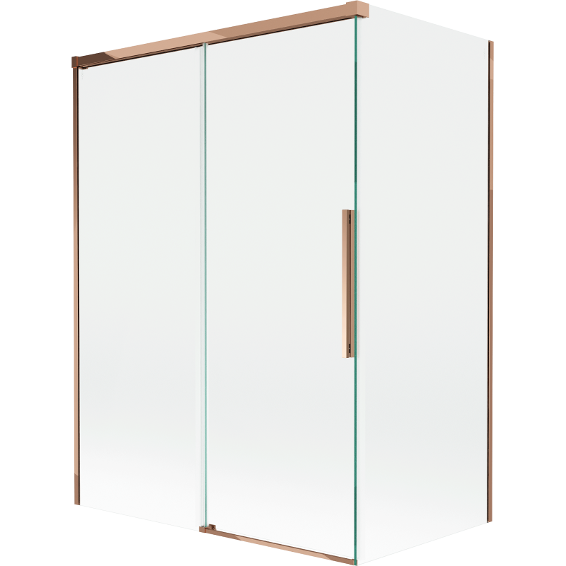 Mexen Rox 2-paneles fürdőszobai elválasztó, 120 + 70 x 150 cm, átlátszó, rózsaarany - 8C9-120-070-60-00