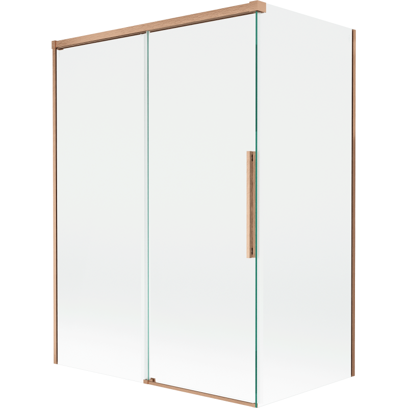 Mexen Rox kádparaván, 2 szárnyú toló, 120 + 70 x 150 cm, átlátszó, kefe réz - 8C9-120-070-65-00