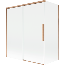 Mexen Rox 2-szárnyú, tolható fürdőszobai paraván 140 + 70 x 150 cm, átlátszó, kefe hatású réz - 8C9-140-070-65-00