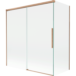 Mexen Rox paravan de cadă cu 2 aripi culisante 150 + 70 x 150 cm, transparent, cupru periat - 8C9-150-070-65-00