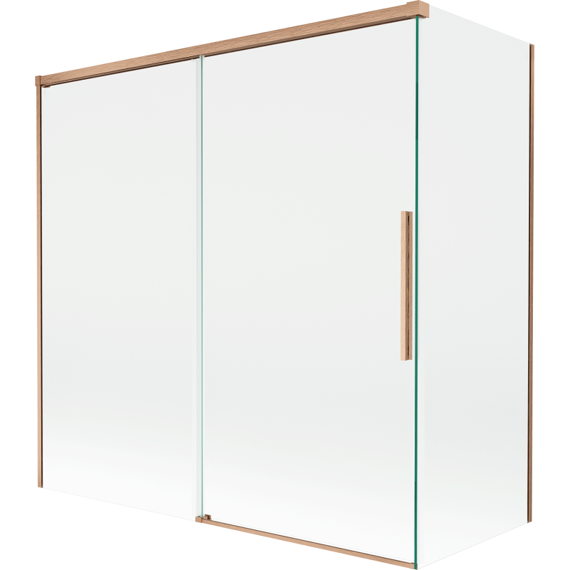 Mexen Rox kétszárnyú tolható fürdőszobai paraván 160 + 70 x 150 cm, átlátszó, kefélt réz - 8C9-160-070-65-00