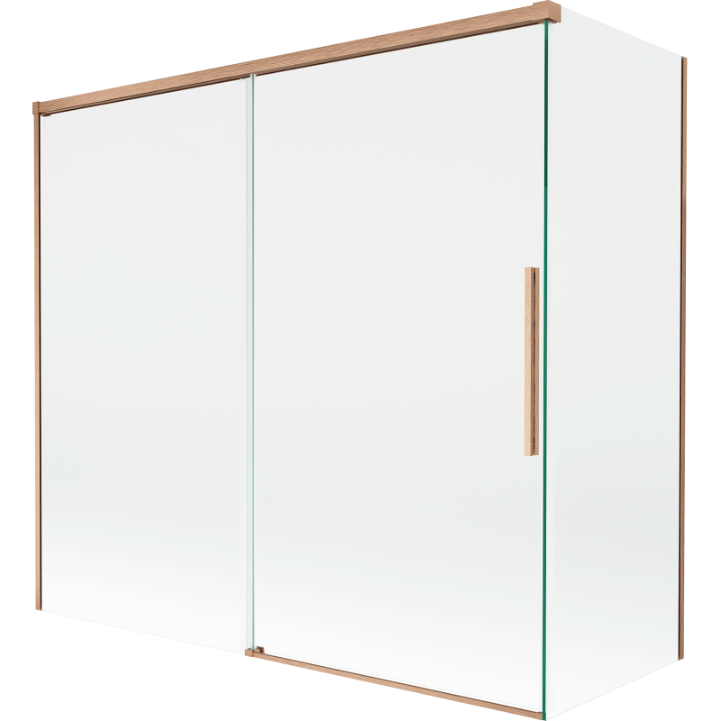 Mexen Rox 2-szárnyú kádparaván, tolóajtós, 170 + 75 x 150 cm, átlátszó, csiszolt réz - 8C9-170-075-65-00