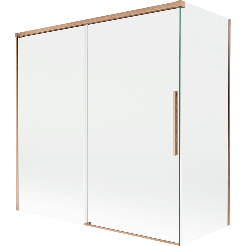 Mexen Rox kádparaván 2-szárnyú toló 160 + 80 x 150 cm, átlátszó, csiszolt réz - 8C9-160-080-65-00