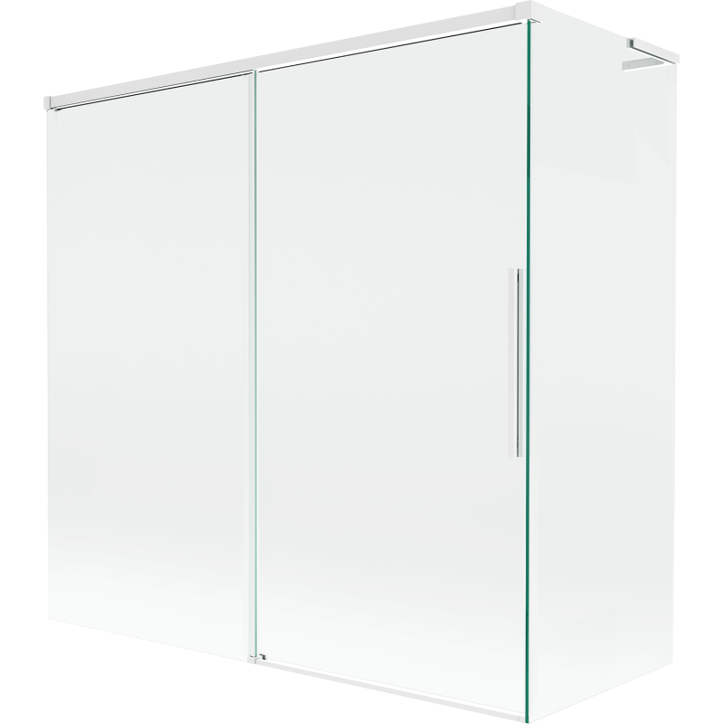 Mexen Rox L kétszárnyú fürdőkádparaván toló 160 + 70 x 150 cm, átlátszó, fehér - 8C9L-160-070-20-00