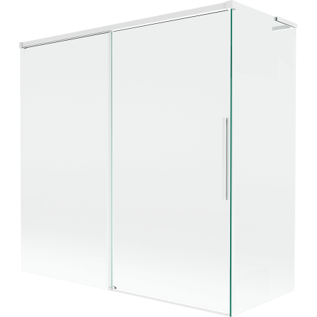 Mexen Rox L kétszárnyú fürdőkádparaván toló 160 + 70 x 150 cm, átlátszó, fehér - 8C9L-160-070-20-00