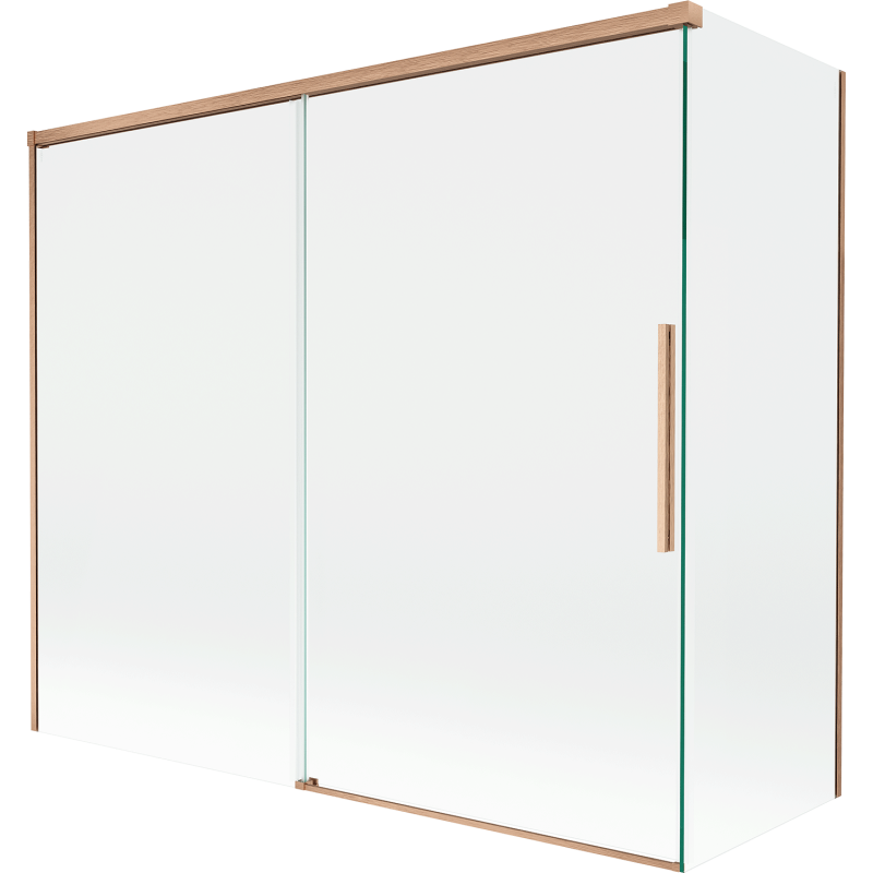 Mexen Rox 2-szárnyú tolható fürdőszobai paraván 180 + 90 x 150 cm, átlátszó, kefélt réz - 8C9-180-090-65-00