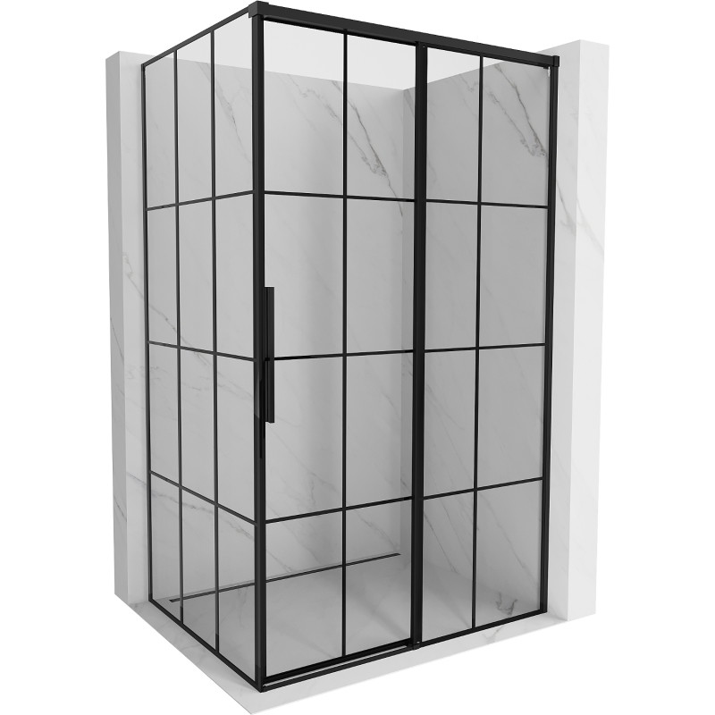 Mexen Rox jobb oldali, 150 x 85 cm-es eltolható zuhanykabin, fekete rácsos, fekete - 8C2-150-085-70-77-P