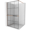 Mexen Kioto+ zuhanyfal polccal Walk-in 100 x 200 cm, fekete rácsos, rózsaarany - 800-100-121-60-77