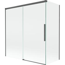 Mexen Rox 2-szárnyú, toló, kádfal, 150 + 70 x 150 cm, átlátszó, fegyverszürke, kefélt - 8C9-150-070-66-00