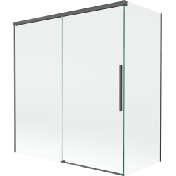 Mexen Rox paravan cadă cu 2 aripi culisante 150 + 70 x 150 cm, transparent, gri metalizat periat - 8C9-150-070-66-00