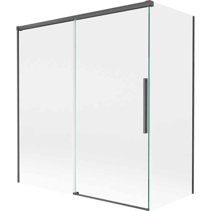 Mexen Rox Mexen Rox 2-szárnyas, toló fürdőkád paraván 150 + 70 x 150 cm, átlátszó, gun gray kefélt - 8C9-150-070-66-00
