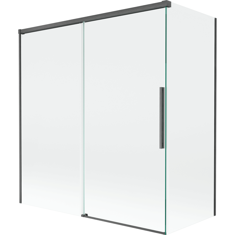 Mexen Rox paravan cadă cu 2 aripi culisante 150 + 70 x 150 cm, transparent, gri metalizat periat - 8C9-150-070-66-00