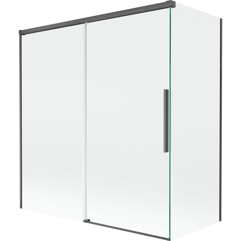 Mexen Rox tolóajtós kádparaván, 2-szárnyú, 150 + 70 x 150 cm, átlátszó, gun gray kefélt - 8C9-150-070-66-00