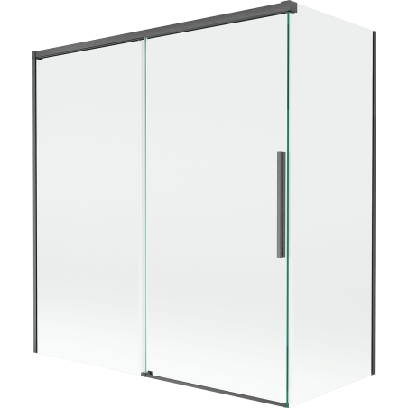 Mexen Rox 2-szárnyú, toló, kádfal, 150 + 70 x 150 cm, átlátszó, fegyverszürke, kefélt - 8C9-150-070-66-00