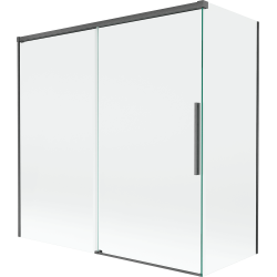 Mexen Rox kétszárnyú, toló fürdőkád paraván 160 + 75 x 150 cm, átlátszó, szálcsiszolt pisztolyszürke - 8C9-160-075-66-00
