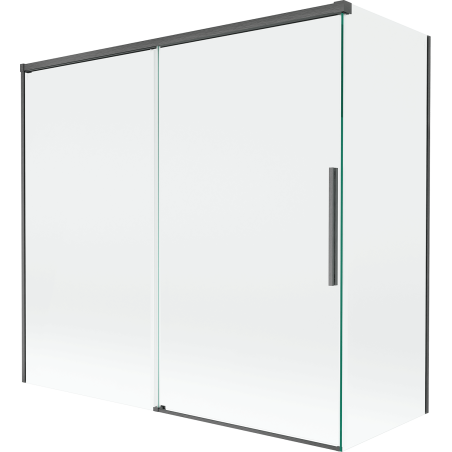Mexen Rox 2-szárnyú tolóajtós kádparaván 170 + 75 x 150 cm, átlátszó, szálcsiszolt pisztoly szürke - 8C9-170-075-66-00