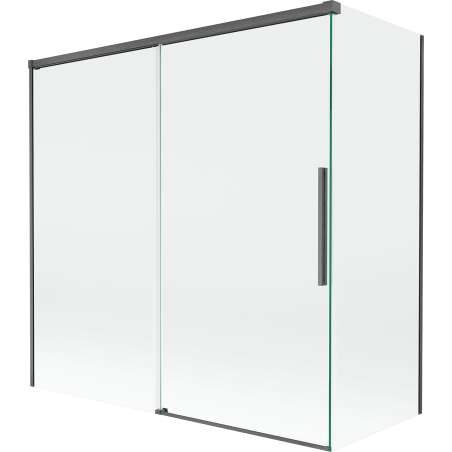 Mexen Rox kádparaván 2-szárnyú tolóajtós 160 + 80 x 150 cm, átlátszó, gun gray csiszolt - 8C9-160-080-66-00